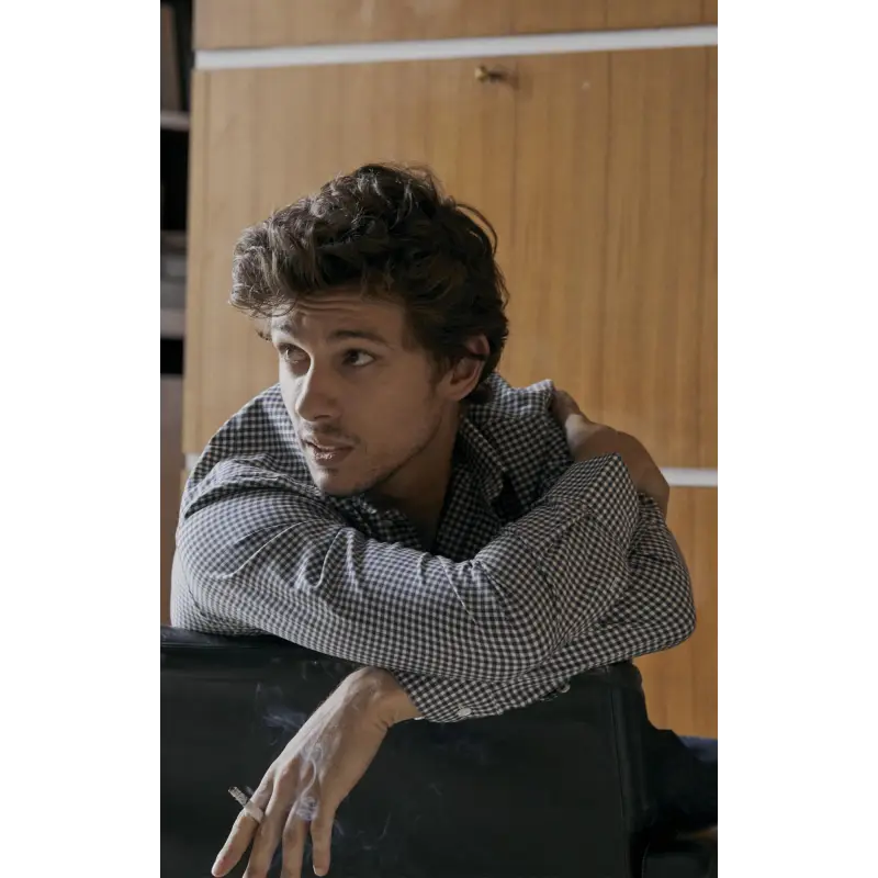 Checked blue flannel shirt