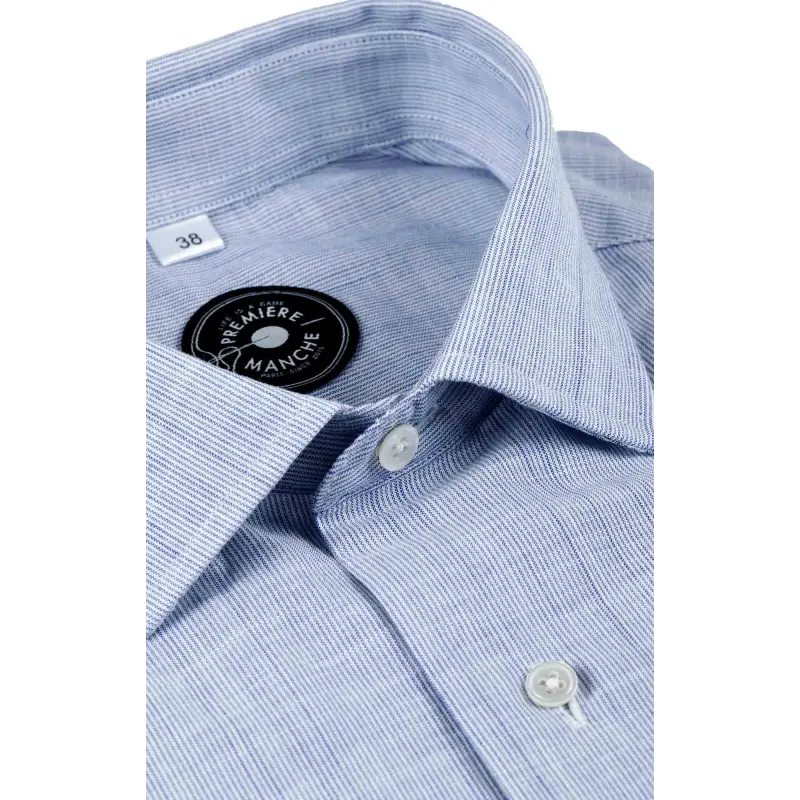 Blue striped chambray