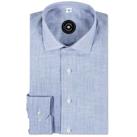 Blue striped chambray