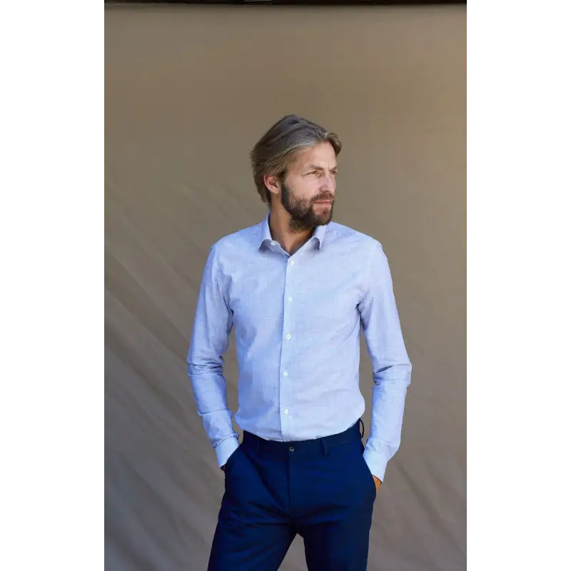 Chemise chambray bleu rayé Chemises Hommes
