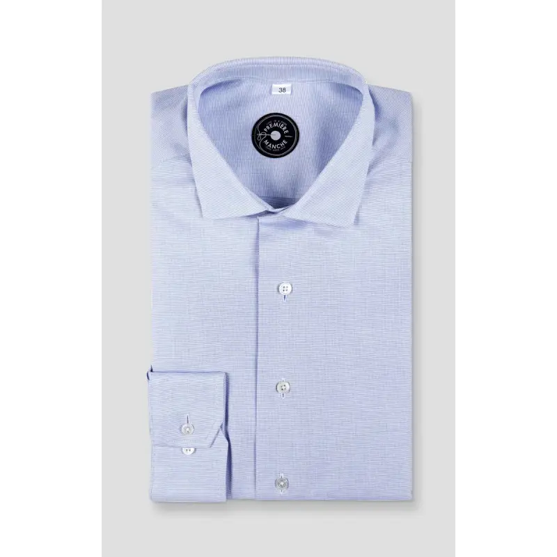 Blue micro-checked dobby