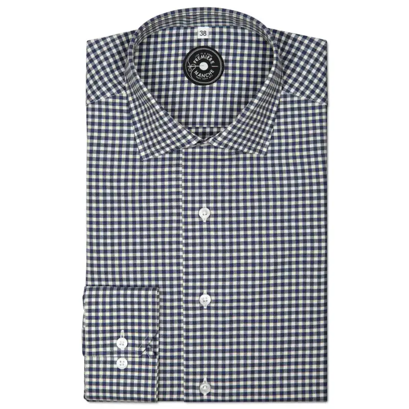 Chemise à carreaux bleu en coton gratté Chemises casual