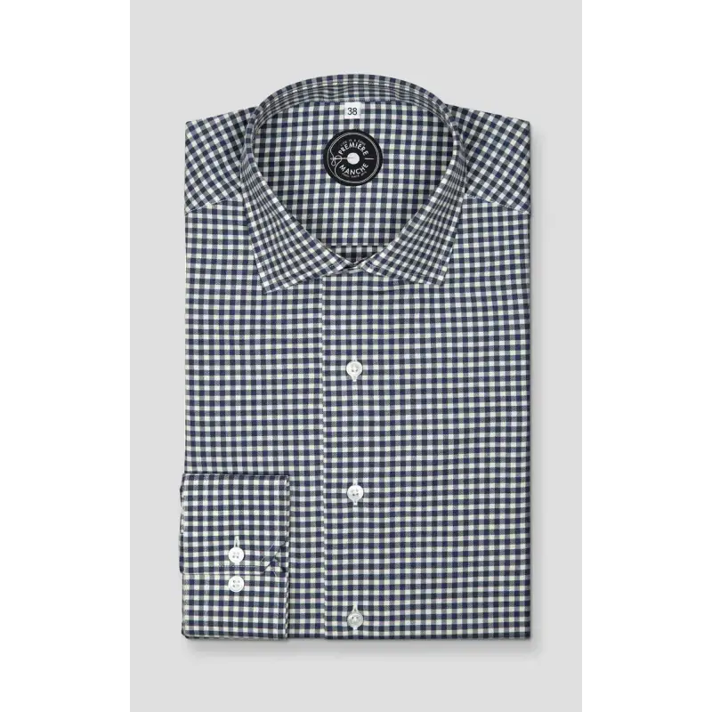 Chemise à carreaux bleu en coton gratté Chemises casual