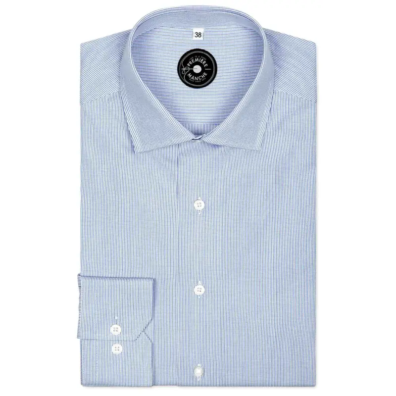 Chemise mini carreaux bleu Chemises Hommes