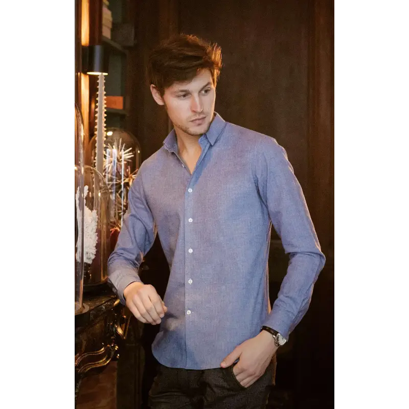 Chemise flanelle bleu clair Italie Chemises flanelles