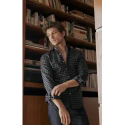 Checked grey flannel shirt