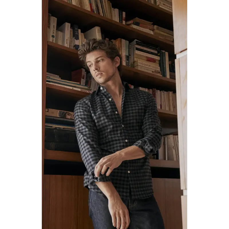 Checked grey flannel shirt