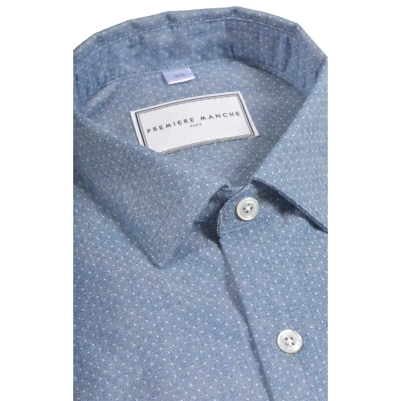 Blue oxford shirt with dots