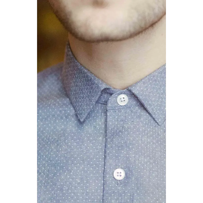 Chemise denim bleu à pois Chemises pois