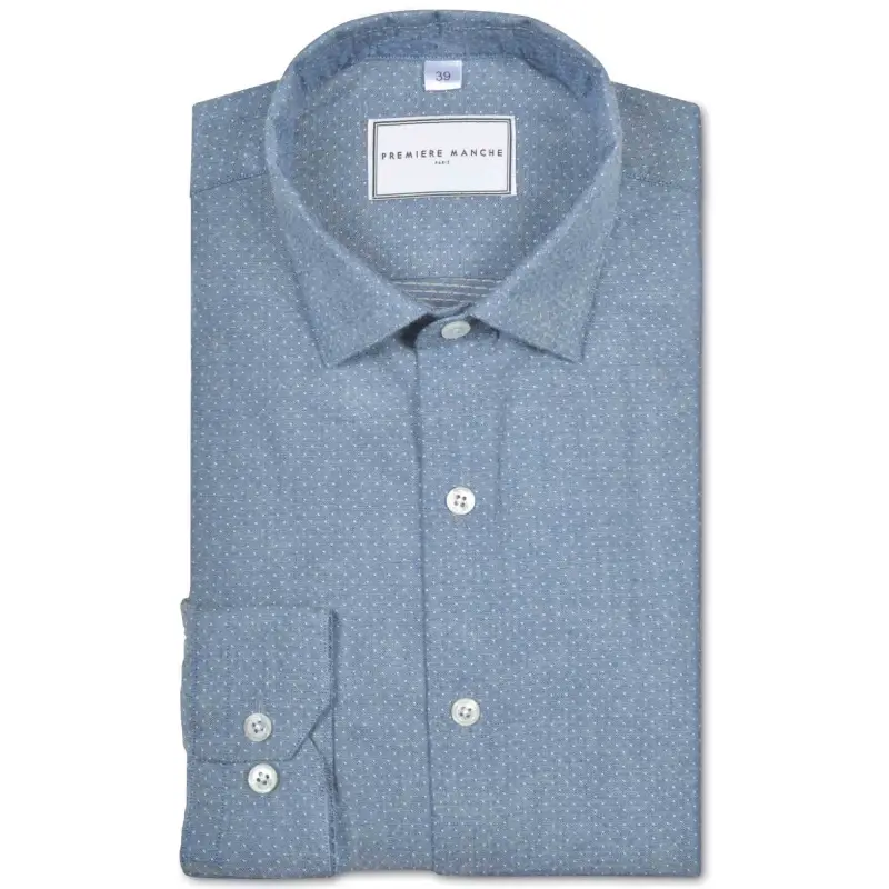 Blue oxford shirt with dots