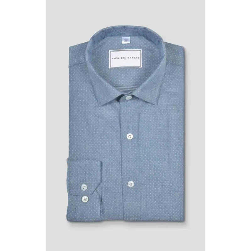 Blue oxford shirt with dots
