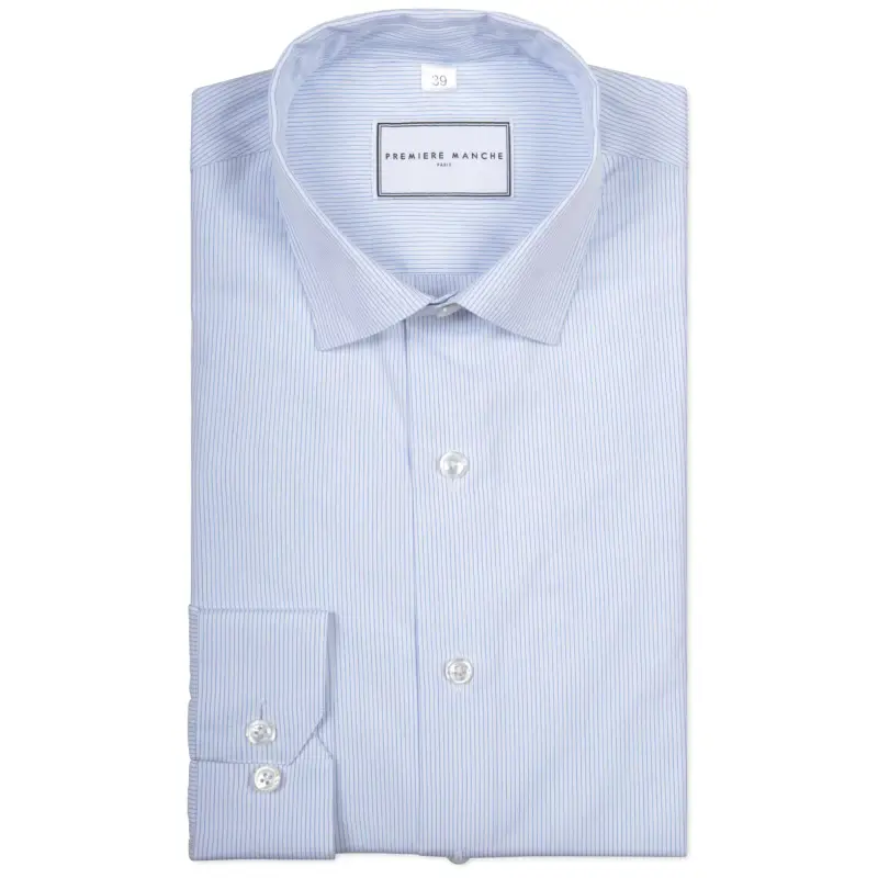 Blue poplin striped shirt