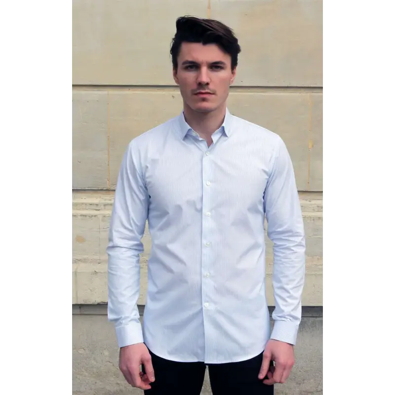 Blue poplin striped shirt