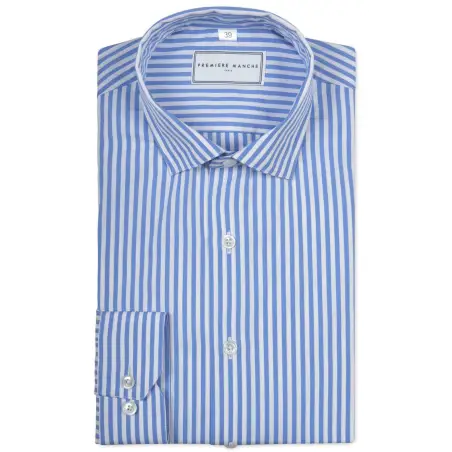 Blue poplin striped shirt