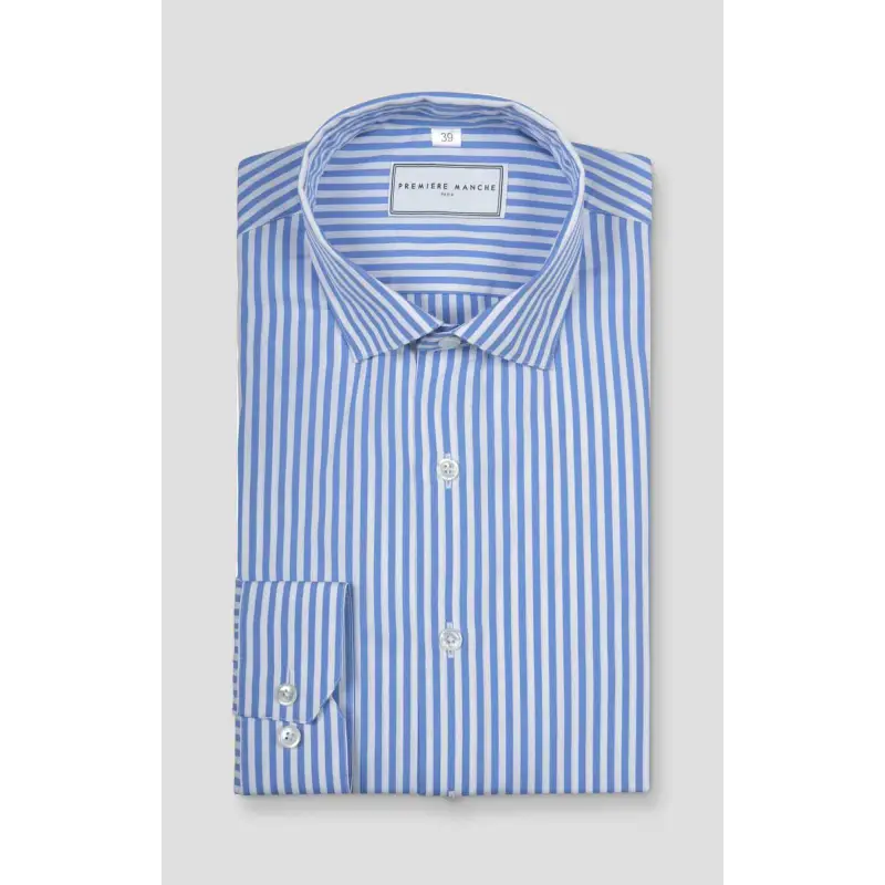 Blue poplin striped shirt