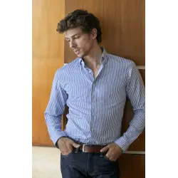 Blue poplin striped shirt