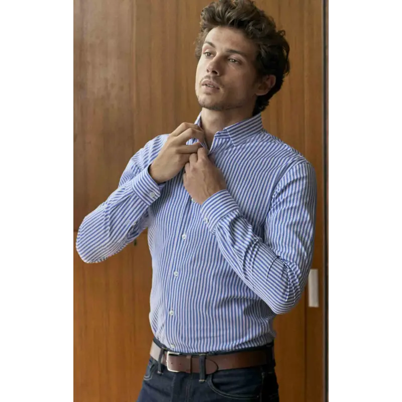 Blue poplin striped shirt