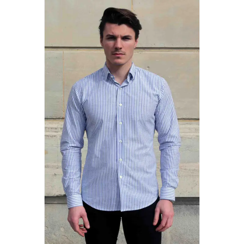Chemise chambray rayures equidistantes Chemises Hommes