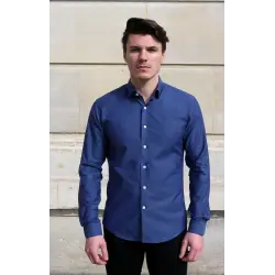 Blue houndstooth oxford shirt