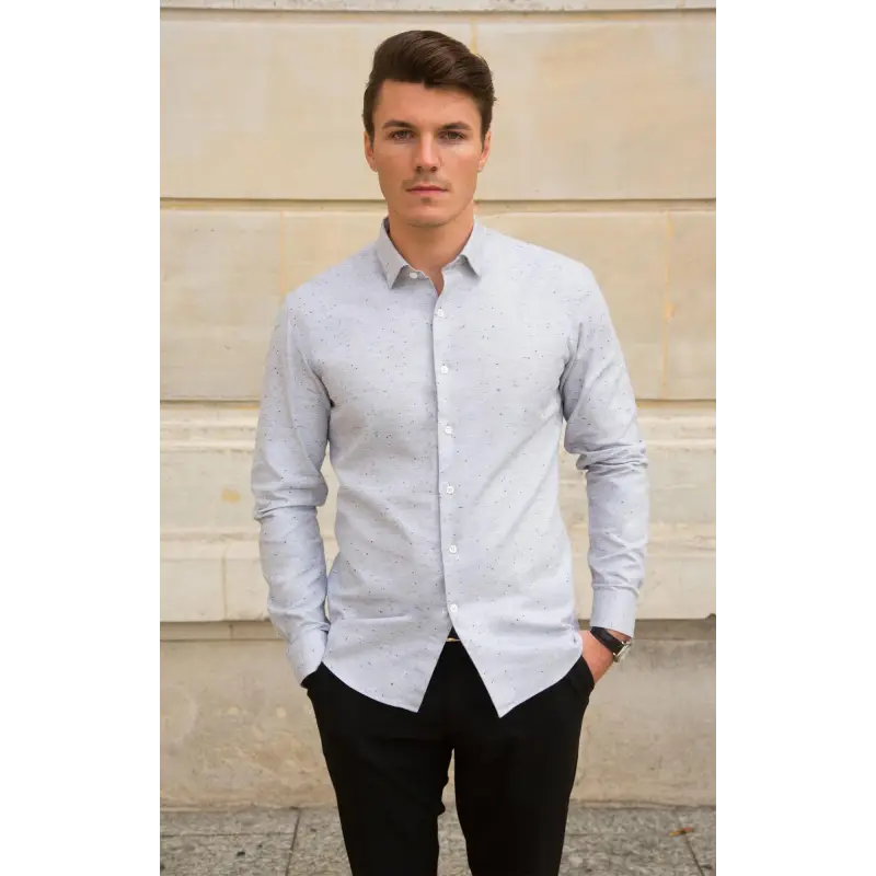 Chemise grise à puces Chemises pois
