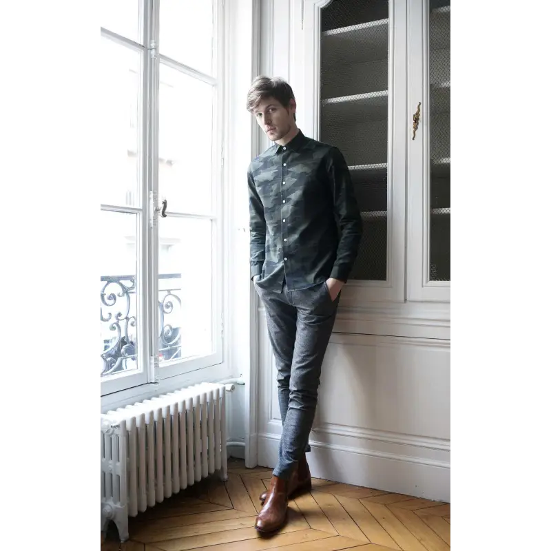 Blue striped chambray