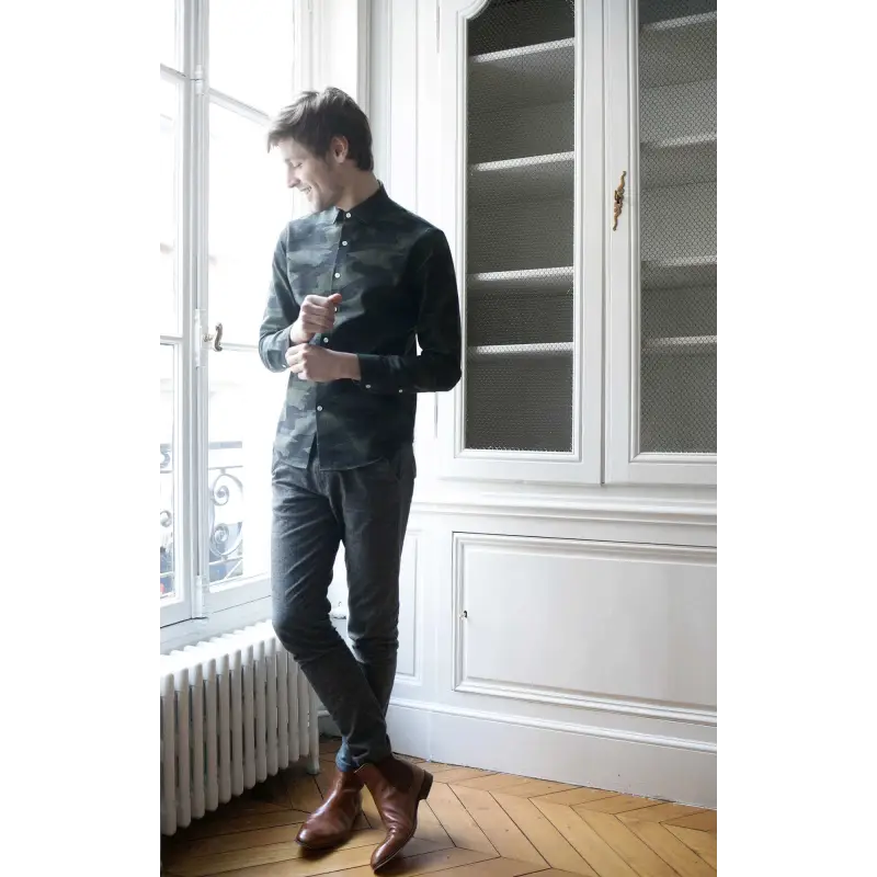 Blue striped chambray