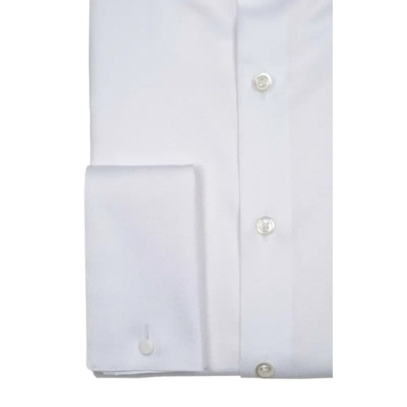 White dobby shirt with french cuff