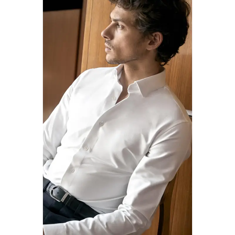 White dobby shirt with french cuff