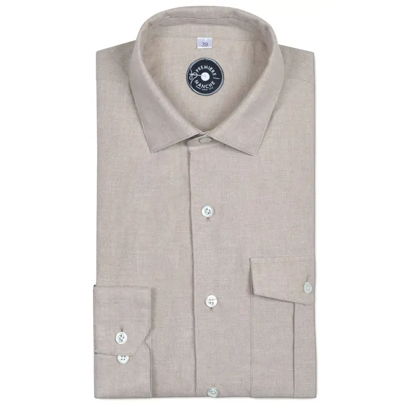 Chemise lin irlandais beige Chemises Hommes