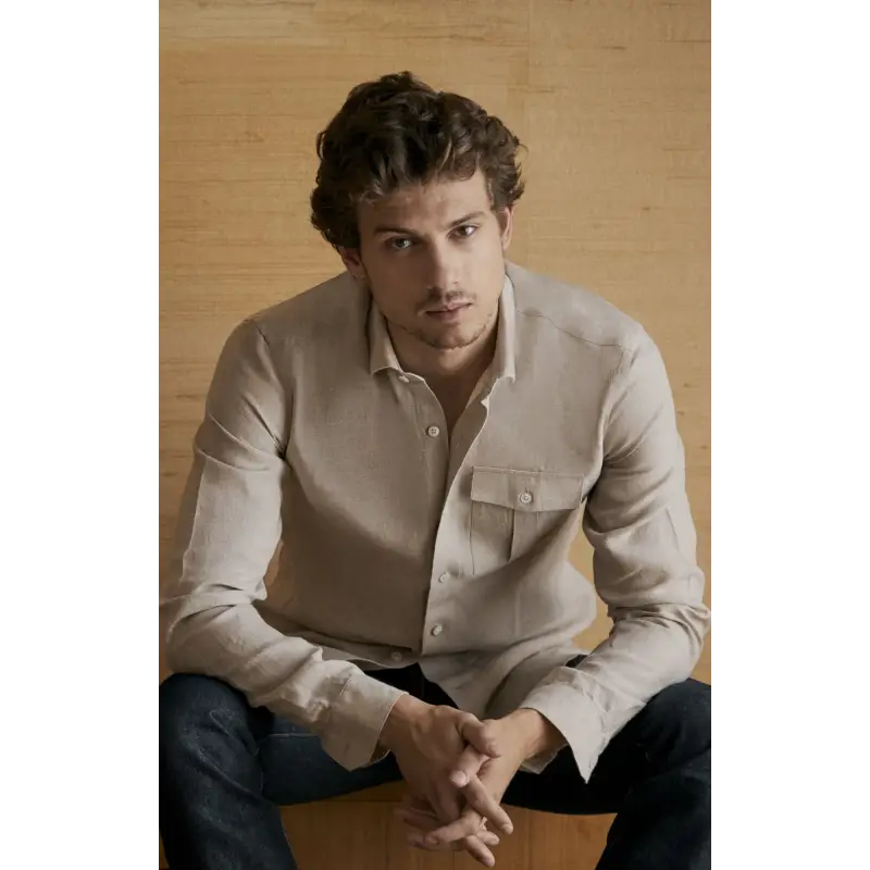 Chemise lin irlandais beige Chemises Hommes