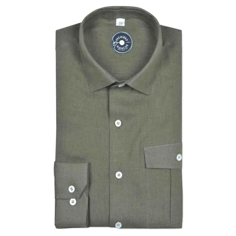 Chemise lin kaki Chemises casual