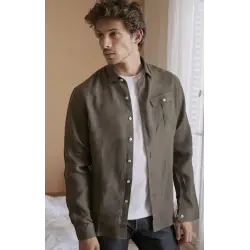 Chemise lin kaki Chemises casual