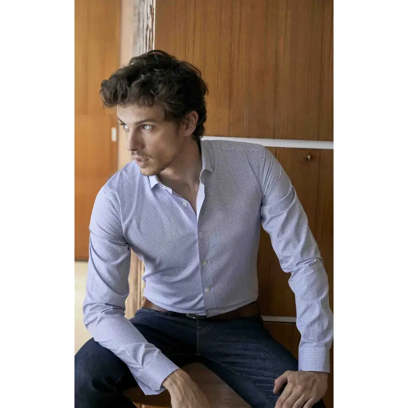 Chemise à carreaux bleu foncé Chemises Hommes