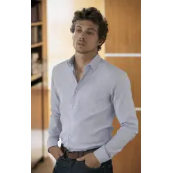 blue striped oxford shirt