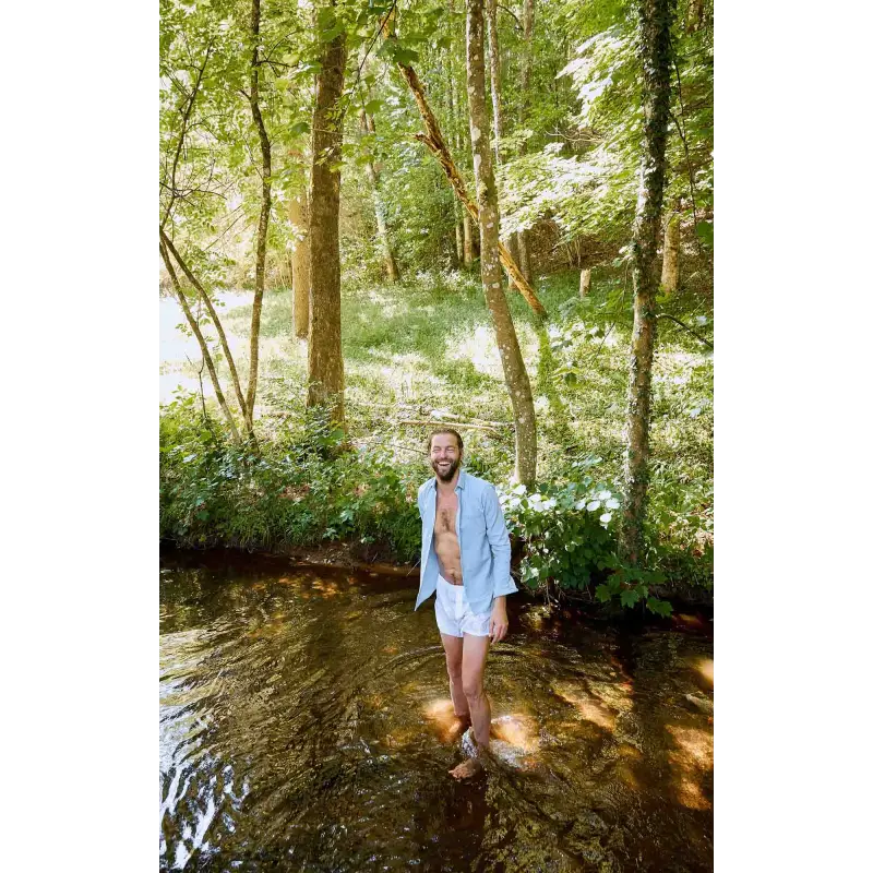 Chemise denim italien bleu ciel Chemises Hommes