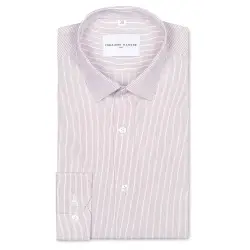 Chemise popeline rayée rouge Chemises Hommes