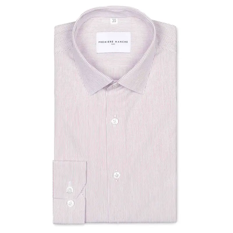 Chemise popeline rayée rouge Chemises Hommes