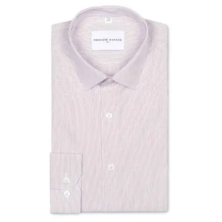 Chemise popeline rayée rouge Chemises Hommes