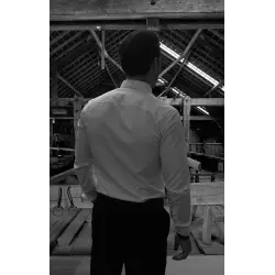 Chemise popeline rayée rouge Chemises Hommes