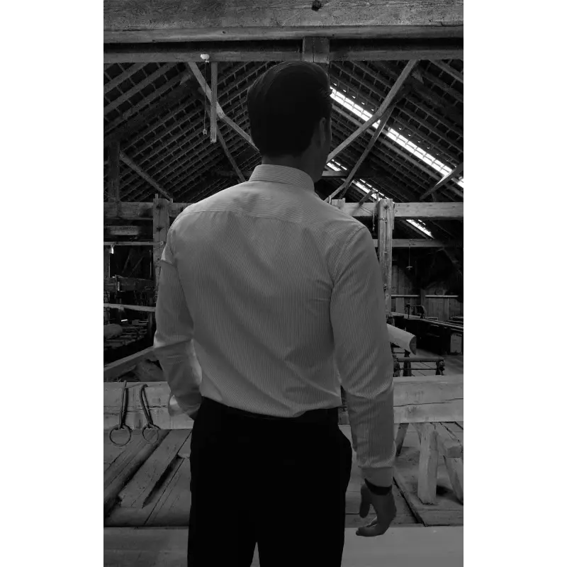 Chemise popeline rayée rouge Chemises Hommes