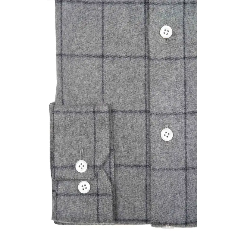 Chemise flanelle carreaux gris japonais Chemises Hommes