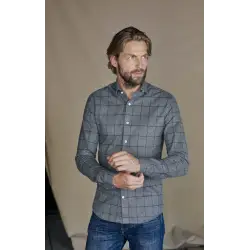 Chemise flanelle carreaux gris japonais Chemises Hommes