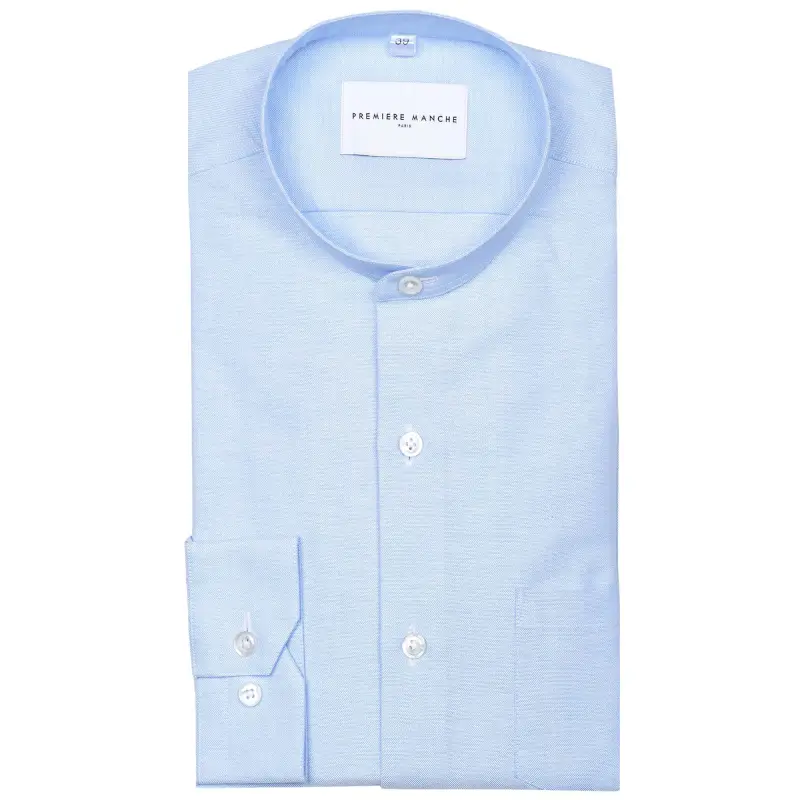 Chemise oxford bleu col officier Chemises Hommes