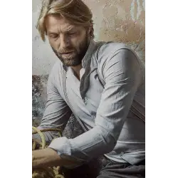 Rayures japonaises à col officier Chemises Hommes