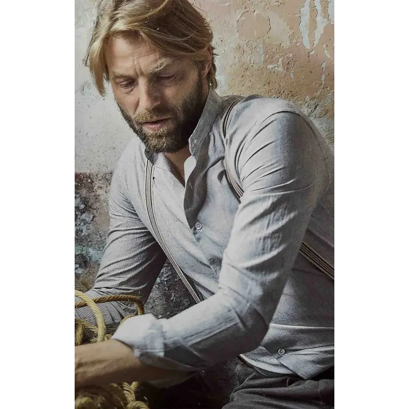 Rayures japonaises à col officier Chemises Hommes