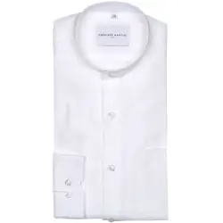 Chemise blanche lin irlandais col officier Chemises Hommes