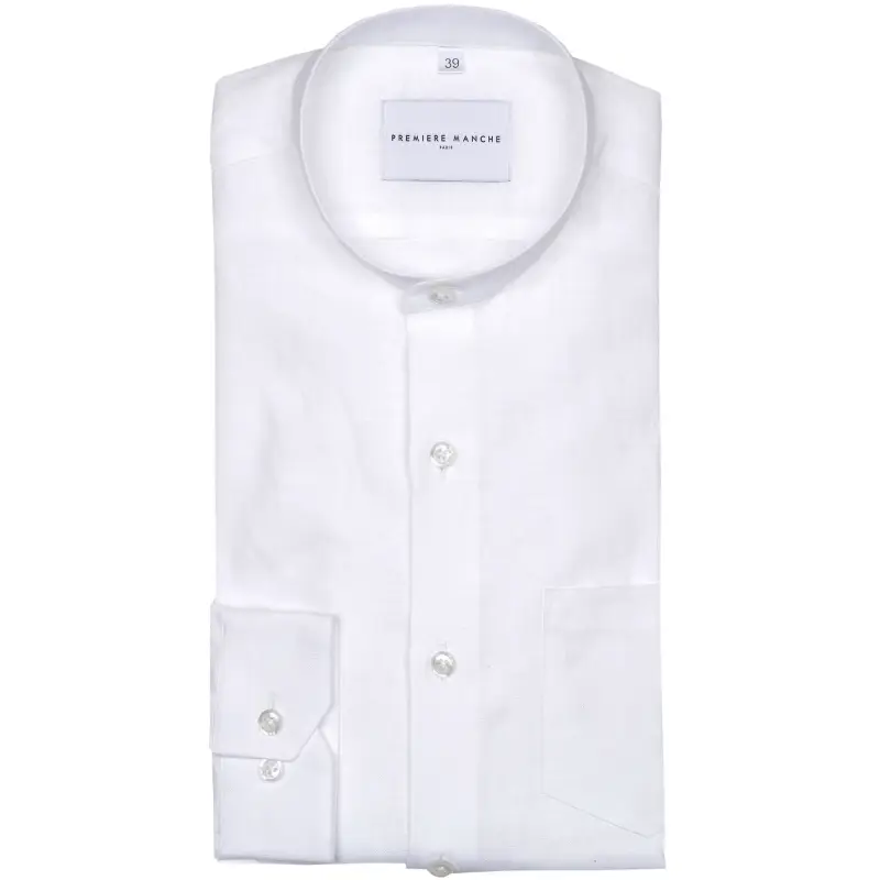 Chemise blanche lin irlandais col officier Chemises Hommes