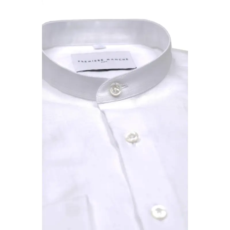 Chemise blanche lin irlandais col officier Chemises Hommes