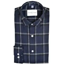 Chemise flanelle carreaux bleu japonais Chemises Hommes