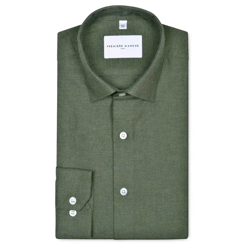 Chemise flanelle kaki Chemises Hommes